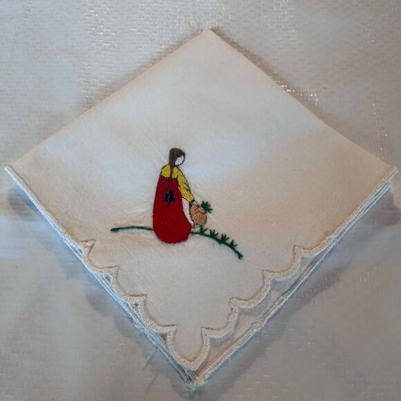 Vintage 50’s Korean Operation Hanky Hand Embroidered Cotton Handkerchief - Picture 2 of 7